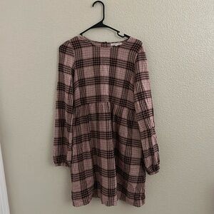 Copper Key long sleeve plaid dress